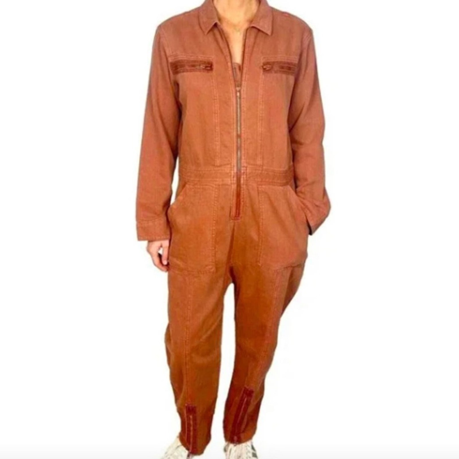 People X Sandrine Rose “Weird Is Rad” Linen Blend Zip Up Jumpsuit S